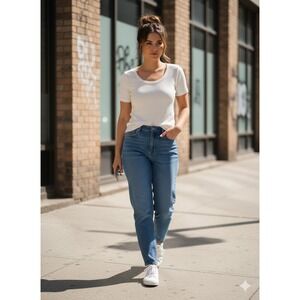 Pilcro Blouse Womens XL White Short-Sleeved Scoop-Neck Loose Fit T-Shirt